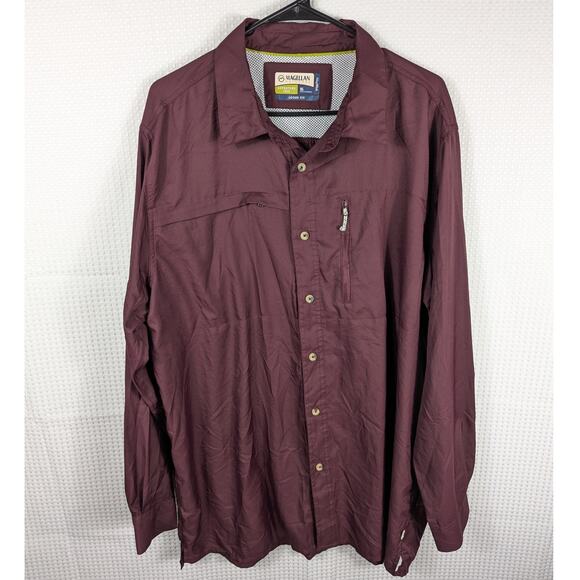 Magellan Outdoors XL Shirt Men Burgundy Fishing Hiking Quick Dry MagWick Utility - Picture 1 of 4